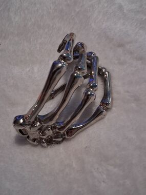 Raf Simons Silver Skeleton Sculpted Hand Braclet/Cuff